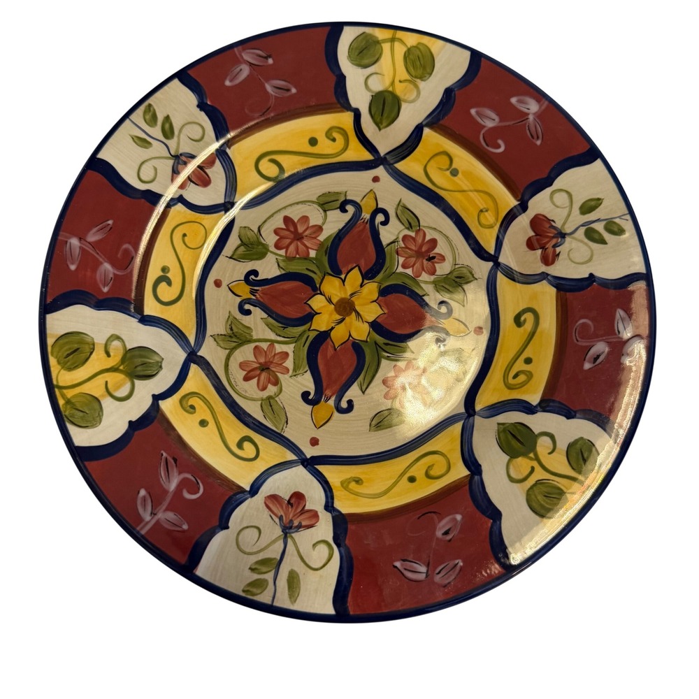 Pier 1 Vallarta Handpainted Earthenware Salad Plates 9 inch Set of 2 Floral